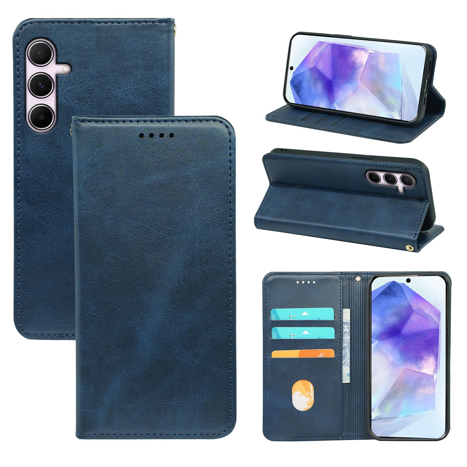 Leather Flip Cover For Samsung Galaxy A25e A16 A15 Stand Case_voghion.com