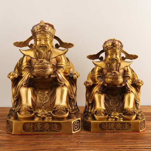 Brass God of Wealth ornaments, home living room decorations, shop opening gifts, company offices, Buddha statues