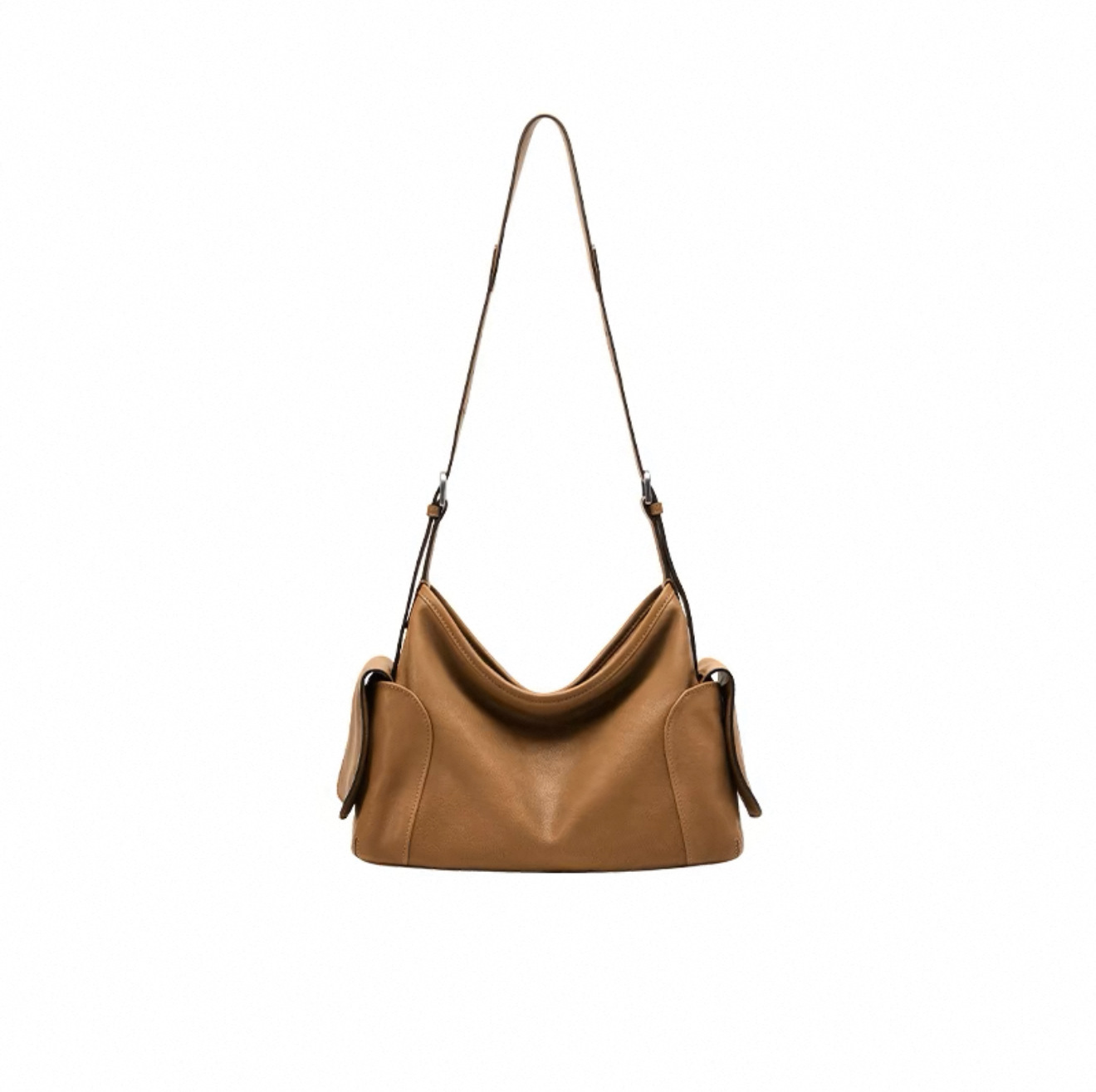 Vegetable-Tanned Cowhide Minimalist Hobo Bag - Unique Designer Shoulder Bag For Women, Versatile Genuine Leather Dumpling Bag For Commuting - Thumbnail 6