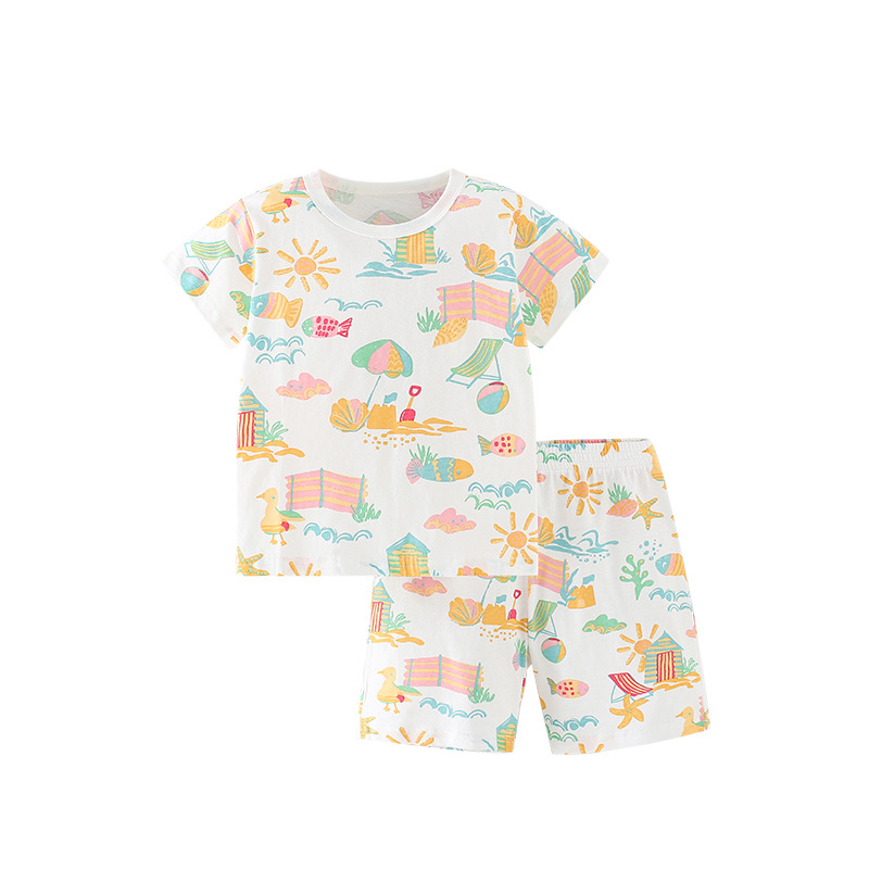 Malwee traje para niñas verano nuevos pantalones de manga corta casuales para niños europeos y americanos Ropa infantil de estilo occidental traje de dos piezas