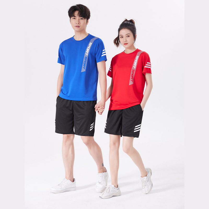 Trajes deportivos para hombres 2024 verano delgado hielo de secado rápido camiseta de manga corta de dos piezas juego de ropa casual de hombre al por mayor transfronterizo