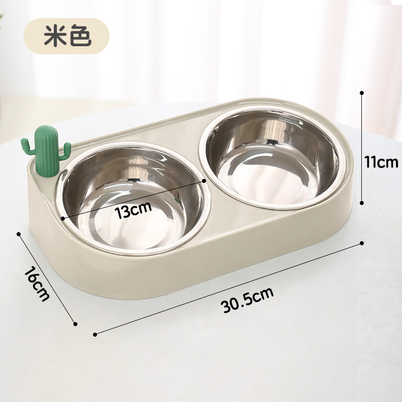 Cat Bowl Food Bowl gato mascota perro tazón de agua comida para gatos tazón de arroz especial tazón de arroz boca oblicua agua potable integrada doble Bowl