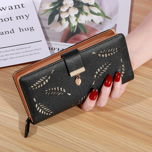 Wallet, long card holder with zipper, small clutch bag, 2023 collection, Korean style