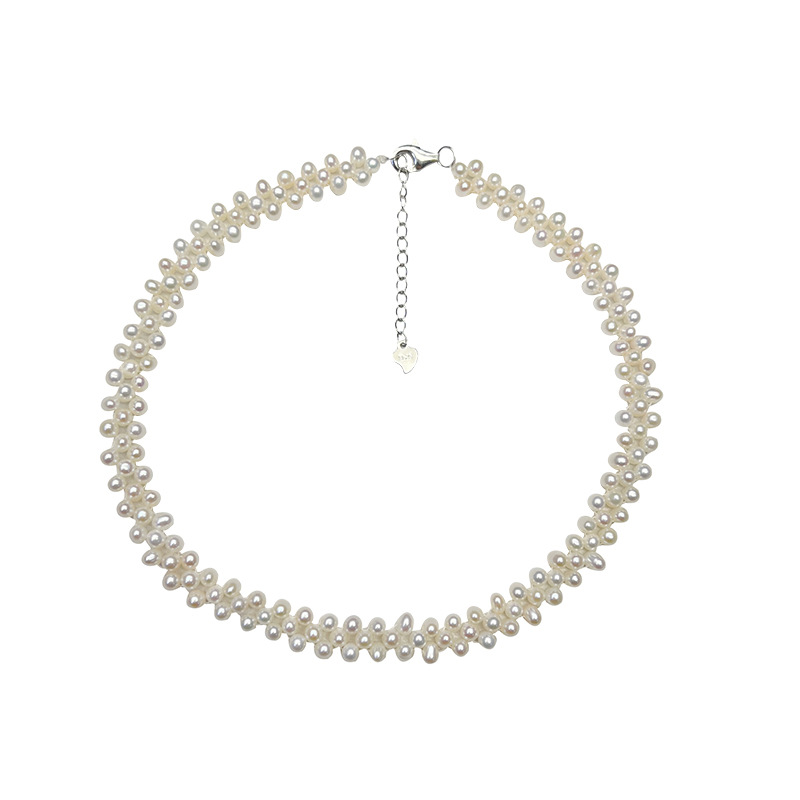 ��ʽ��֯choker������Ȼ��ˮ�����֯����S925���ɵ��ڸ߼�������