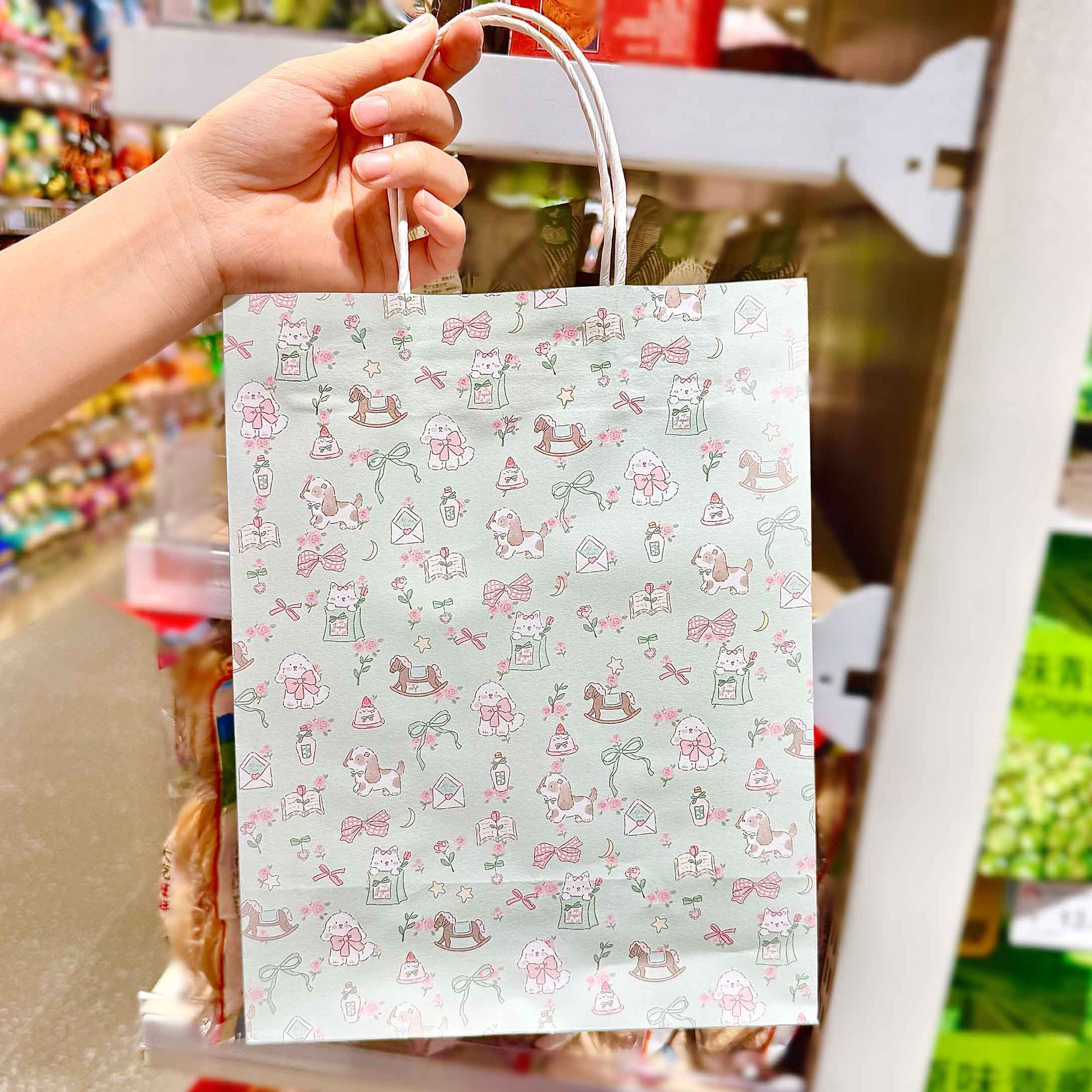 ins风碎花小狗礼品袋生日礼物包装袋高颜值可爱手提收纳袋小纸袋