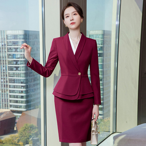 Business suit suit women's formal wear spring, autumn and winter new hotel front desk workwear jewelry store beautician work clothes