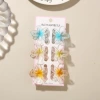 #8 Glitter-Mixed Color B Style [Set of 6 with Cards] 4cm Plumeria Style