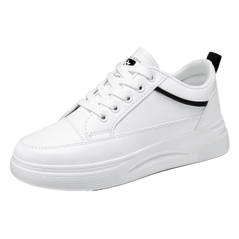 Zapatos blancos para mujeres 2024 primavera nueva venta caliente de aguas abajo zapatos de tablero de estudiantes estilo coreano zapatos de plataforma de altura oculta zapatos de mujer casual