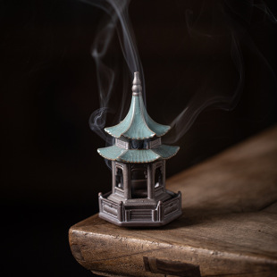 Creative Ceramic Hexagonal Pavilion Pen Incense burner Household Indoor Tea Ceremony Zen Sandalwood incense incense burner Decorative Ornaments