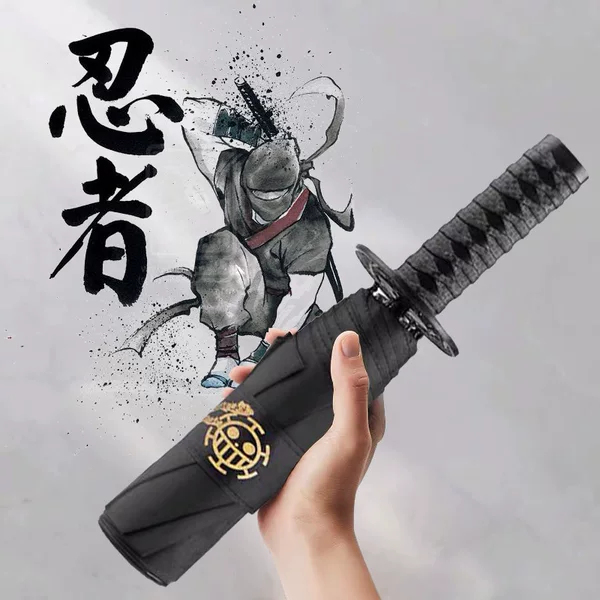 Spot Umbrella Knife Defense Three-fold Knife Umbrella Chinese Antique Martial Style Knife Umbrella Men's Handsome Long Handle Creative Anime Umbrella