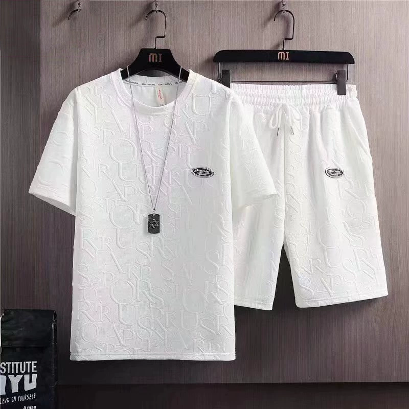 Shorts and Oversize Short-Sleeve T-Shirt Set, Men's Summer Leisure, Lightweight, 2-Piece
