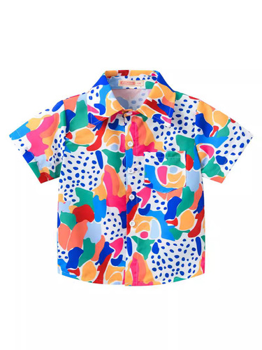 Summer Women's Children's Casual Fashion Multi-color Printed Thin Short-sleeve Shirts Wholesale