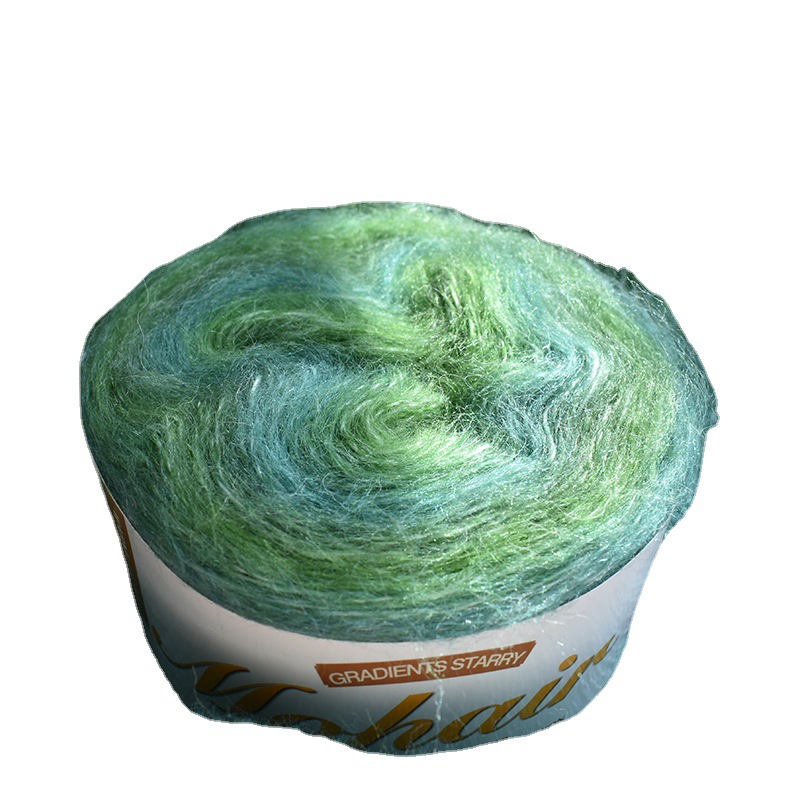 Cálido gradiente de lujo mohair sección larga teñido mohair hilo fino ganchillo suéter seda joven mohair lana bola
