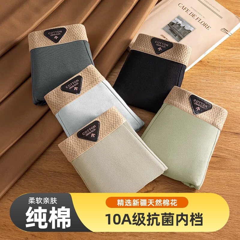 Men's Underwear Pure Cotton Breathable Boxer Briefs Trendyy Accessible Luxury High-End 10A Antibacterial Crotch Mid-Waist Youth Boxer Briefs