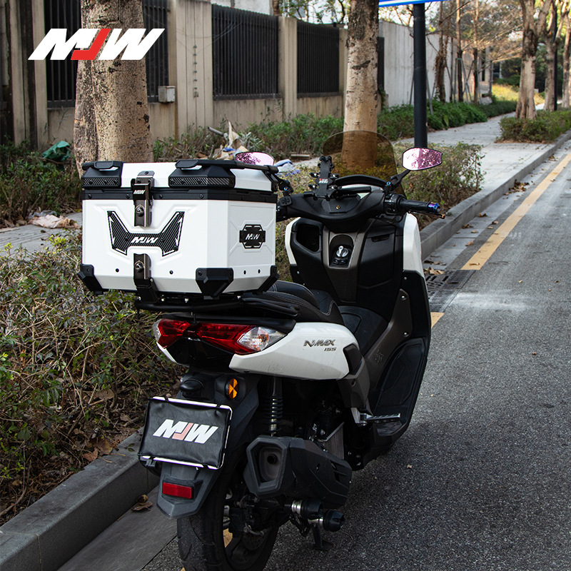 Motorcycle Mjw45L White Big Demon Quick-Release Aluminum Alloy Tail Box Scooter Electric Vehicle Rear Storage Box