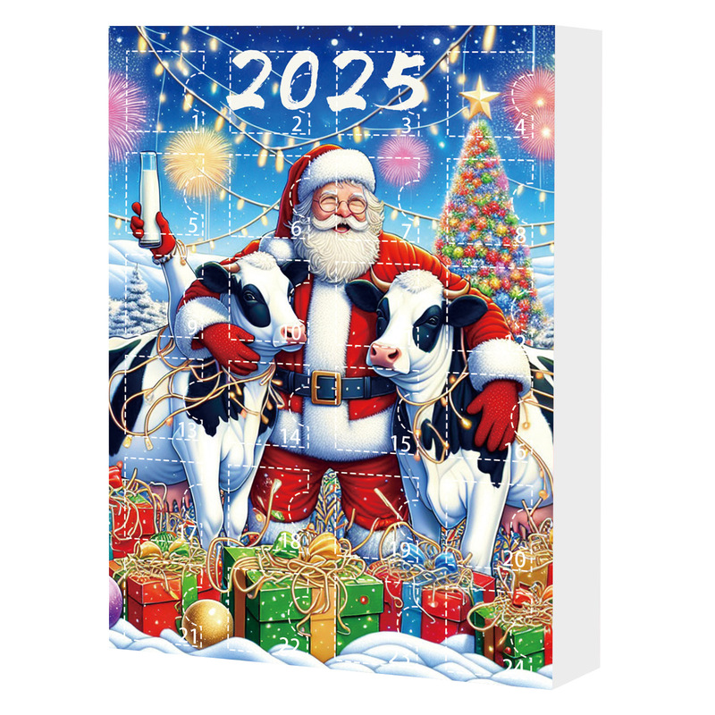 跨境2025圣诞降临倒计时盲盒 圣诞老人奶牛农场挂件圣诞树装饰品|undefined