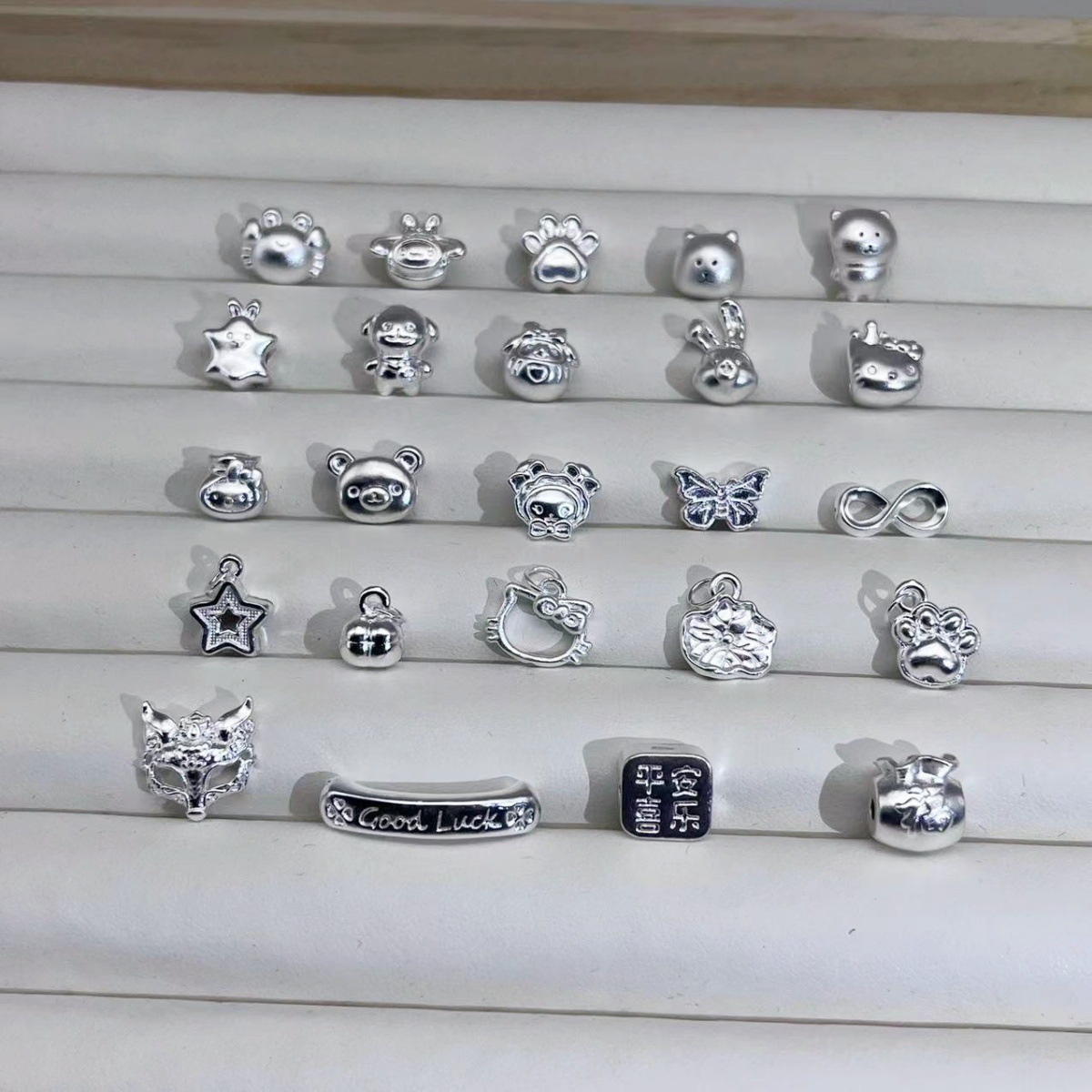 足银999DIY配件自嘲熊猫爪五角星狐狸面具小配件半成品螃蟹小柿子