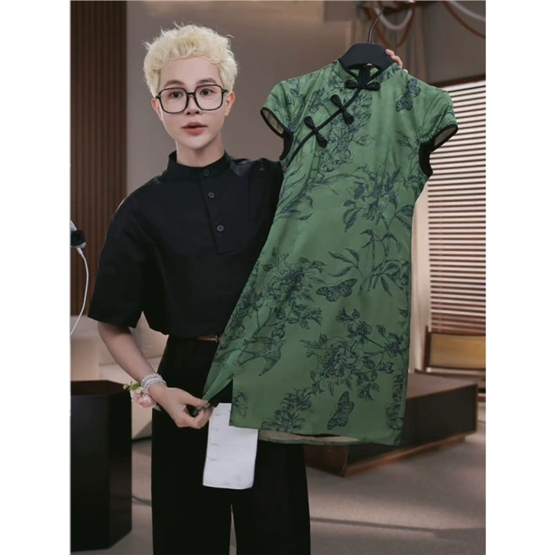 OK-154 Новое зеленое платье Cheongsam в китайском стиле в стиле ретро для женщин, облегающее, элегантное, облегающее платье на лето.