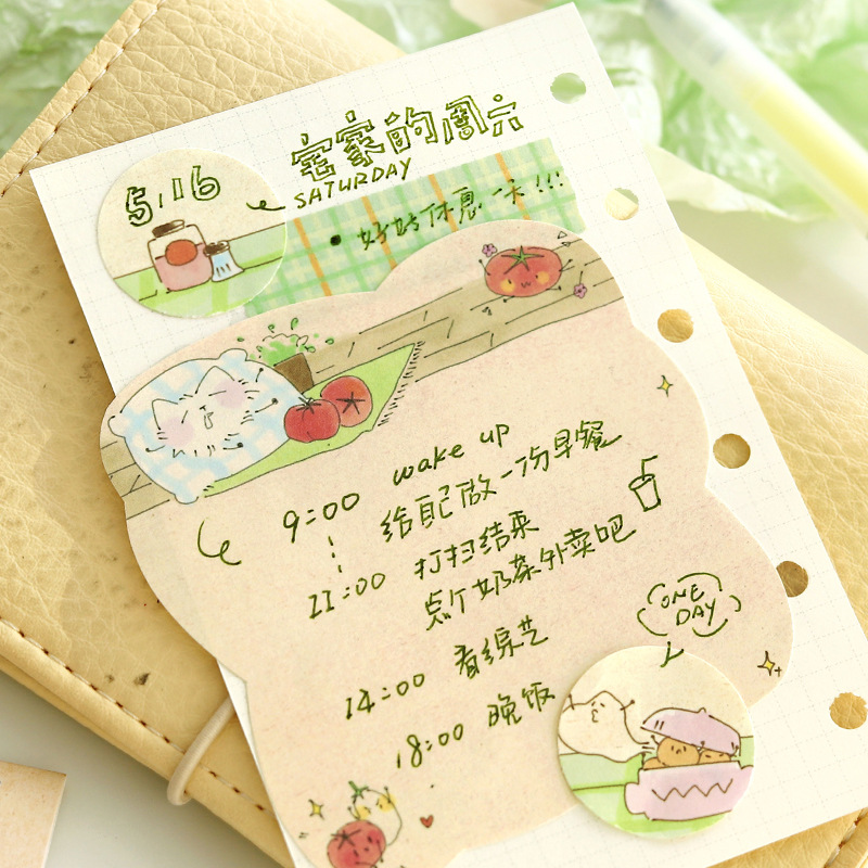 NOTA PARA 100 bolsas de té de notas serie de diarios de Xiaowu dibujado a mano ilustración de líneas de escritura de notas de estudiantes image 4