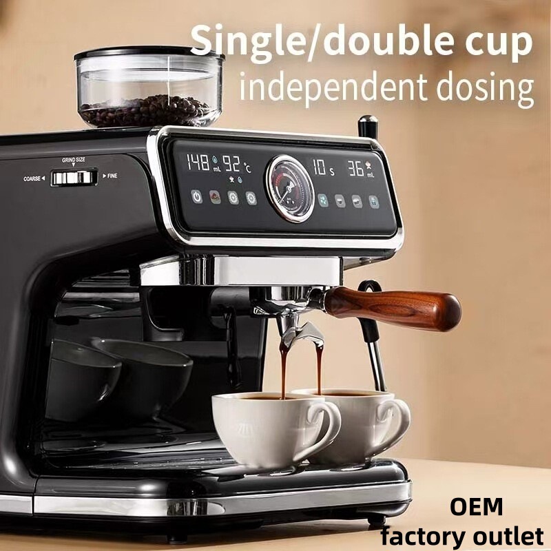 Coffee Machine for Commercial and Home Use, Integrated Grinding and Automatic Large-Scale Italian-Style Extraction