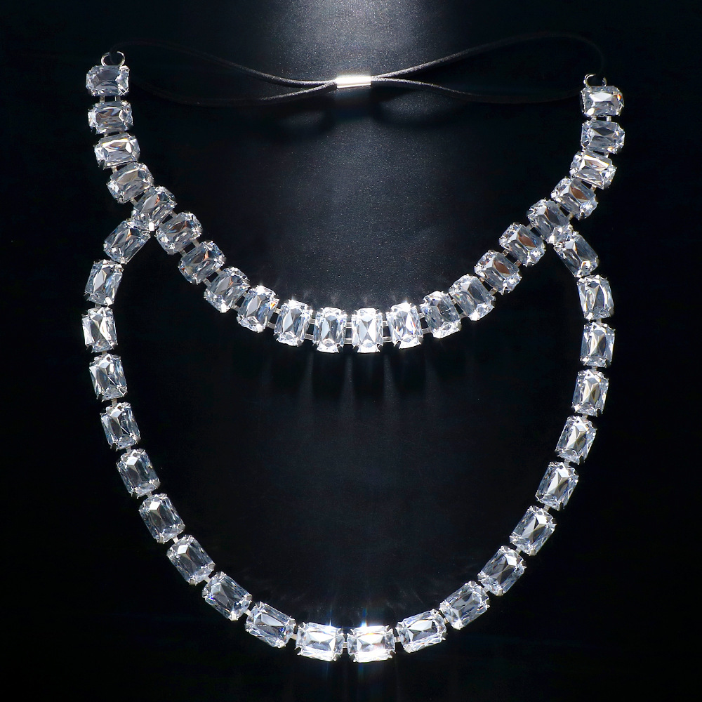 Venta caliente transfronteriza bola rhinestone headwear accesorios para el cabello fiesta rhinestone máscara cuerda elástica banda de pelo para las mujeres headwear