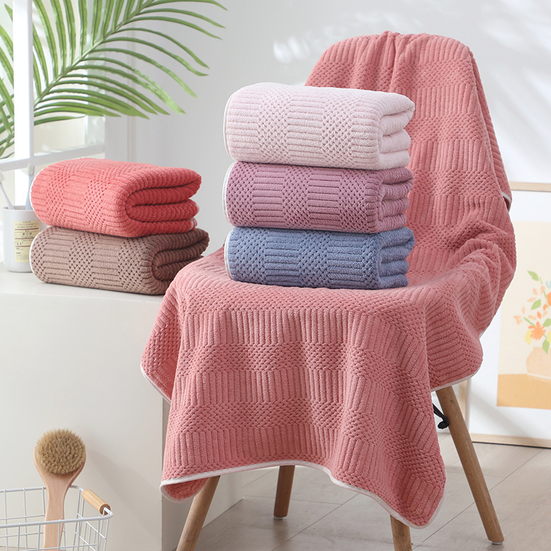 Coral Velvet Bath Towel Class a Large Bath Towel Couple Thickeneded Soft Absorbent Wrap Plain Color Household Bath Towel