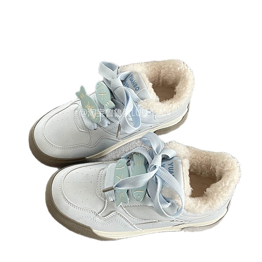 SADISA campus de viento de fondo grueso zapatos blancos para estudiantes zapatos casuales para mujeres 2025 nuevos zapatos de pan de invierno para mujeres