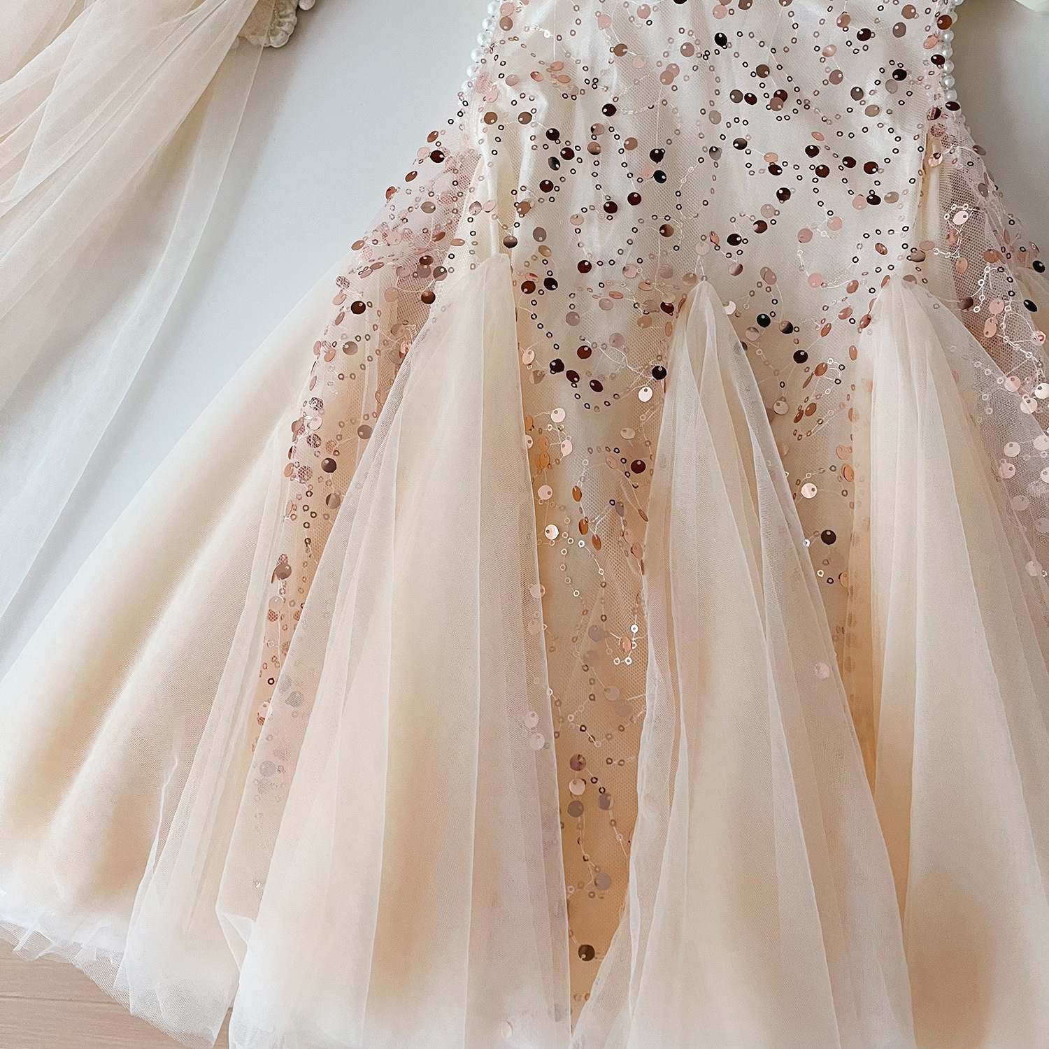Robe de princesse en maille à paillettes pour filles, nouvelle version coréenne de l'été 2024, sans manches, 24329_voghion.com