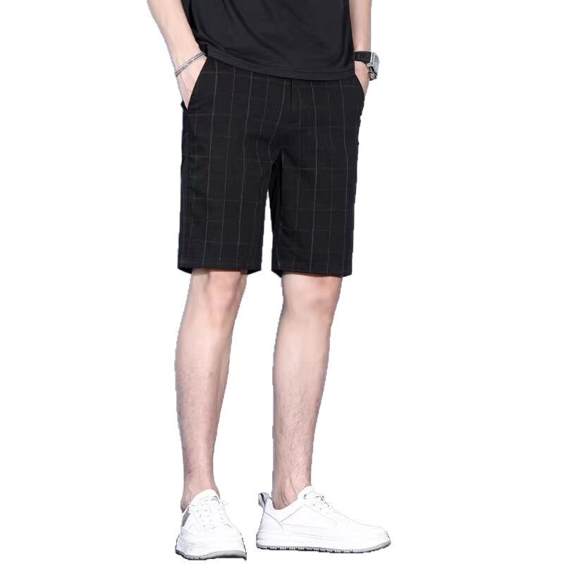 Pantalones de comercio exterior transfronterizos de verano delgados a rayas de cuadrícula para hombres 2025 verano nuevos pantalones cortos de tendencia