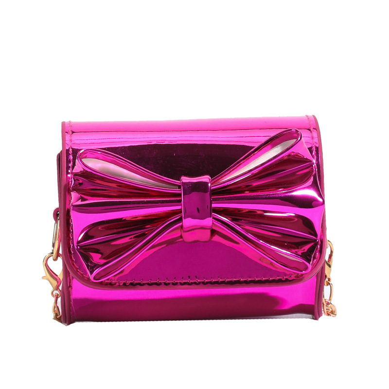 Hermosa bolsa de hombro para niñas con arco de arco, mini bolso de esmalte de espejo para padres e hijos, nuevo bolso para niños