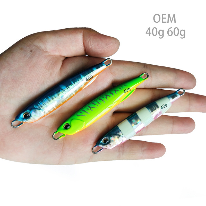 好品质跨境商品40g铁板路亚饵夜光铅鱼海钓沉船深海铅鱼速沉慢摇