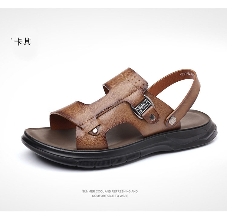 Dép sandal nam đế dày gót thấp 1–3 cm, mũi tròn hở ngón, thoáng khí, đi biển và đi chơi hằng ngày — Màu kaki, Màu nâu, màu xám chi tiết 27