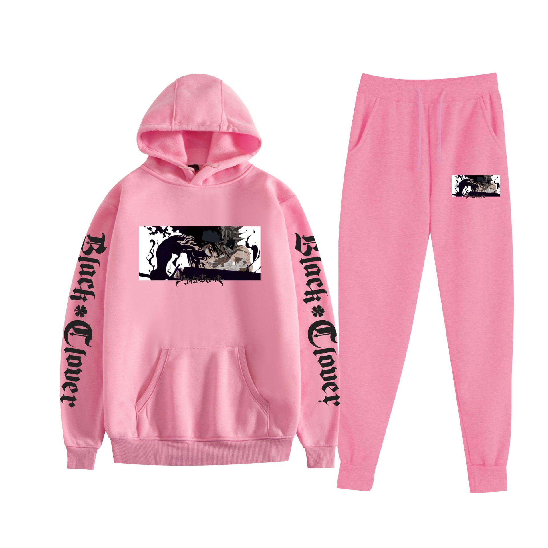 Comercio exterior nuevo estilo riman black trébol de cuatro hojas-Black Clover suéter con capucha corsés traje de dos piezas