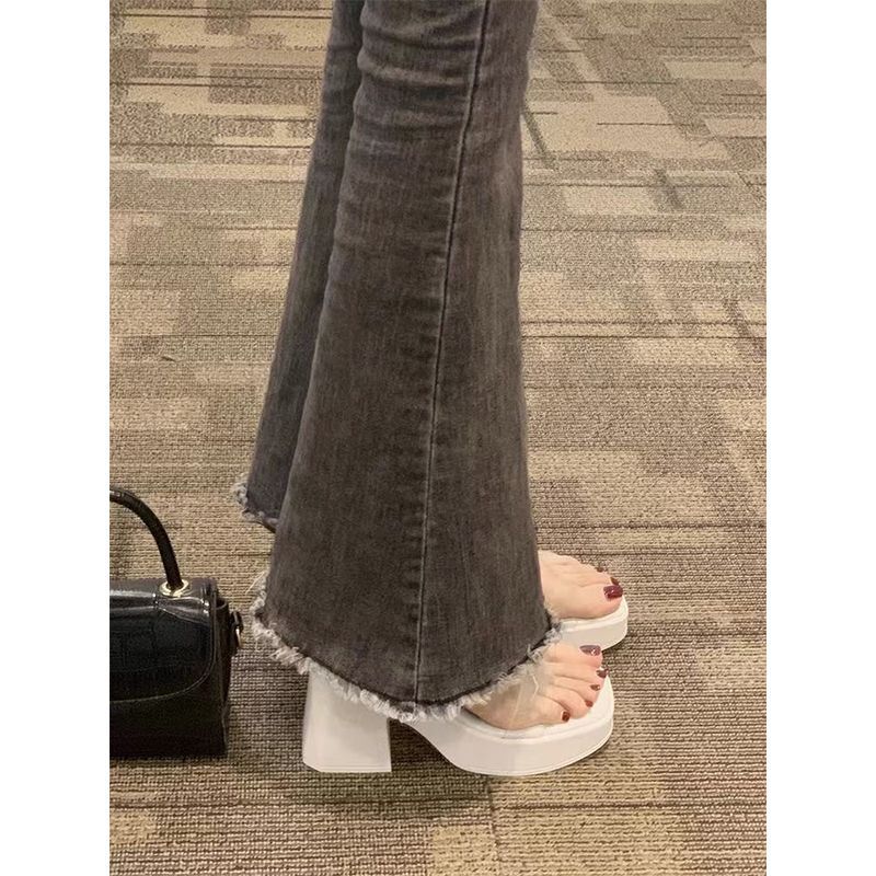 Internet Popular Super Hot Thick Bottom Slides Women's Summer Wear 2024 Explosions Korean Style High Heels Transparent Belt Sandals and Slippers Trendy