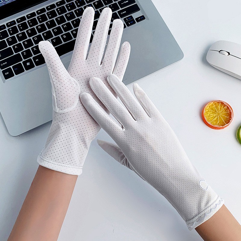 Guantes de protección solar de verano para mujeres anti-UV conducir pantalla táctil transpirable color sólido secado rápido guantes de hielo delgados
