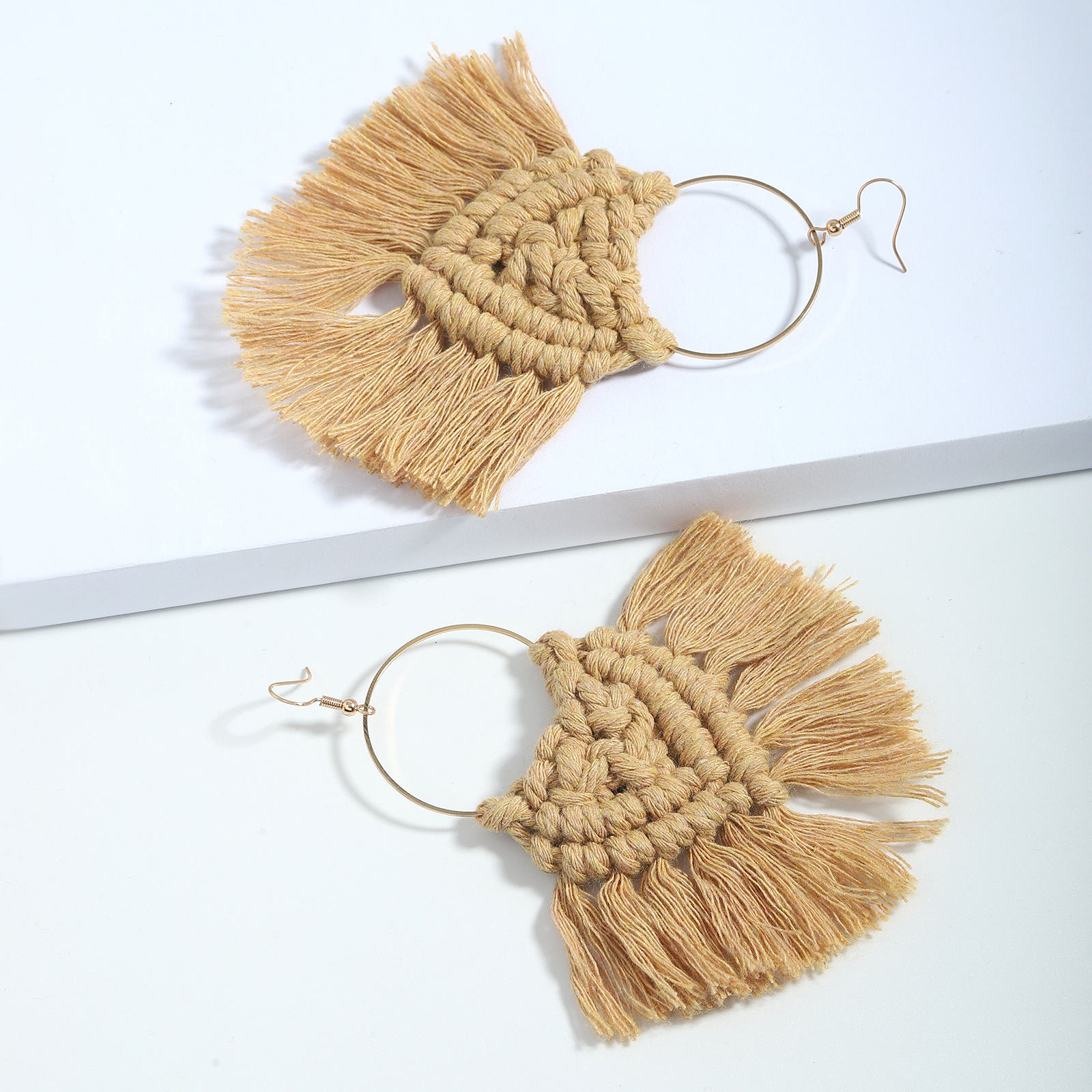 Bohemian Ethnic Style Handmade Braided Tassel Color Earrings display picture 10