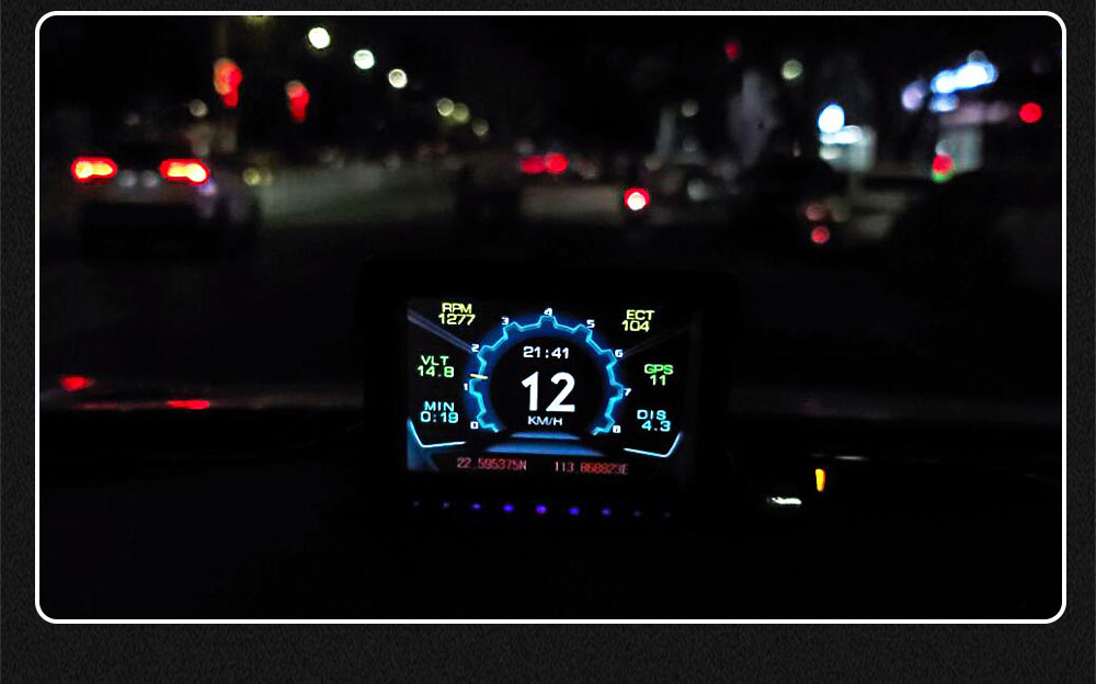 Cross-border multifunctional LCD HUD head-up display car-mounted high-definition OBD automotive instrument digital GPS inclinometer
