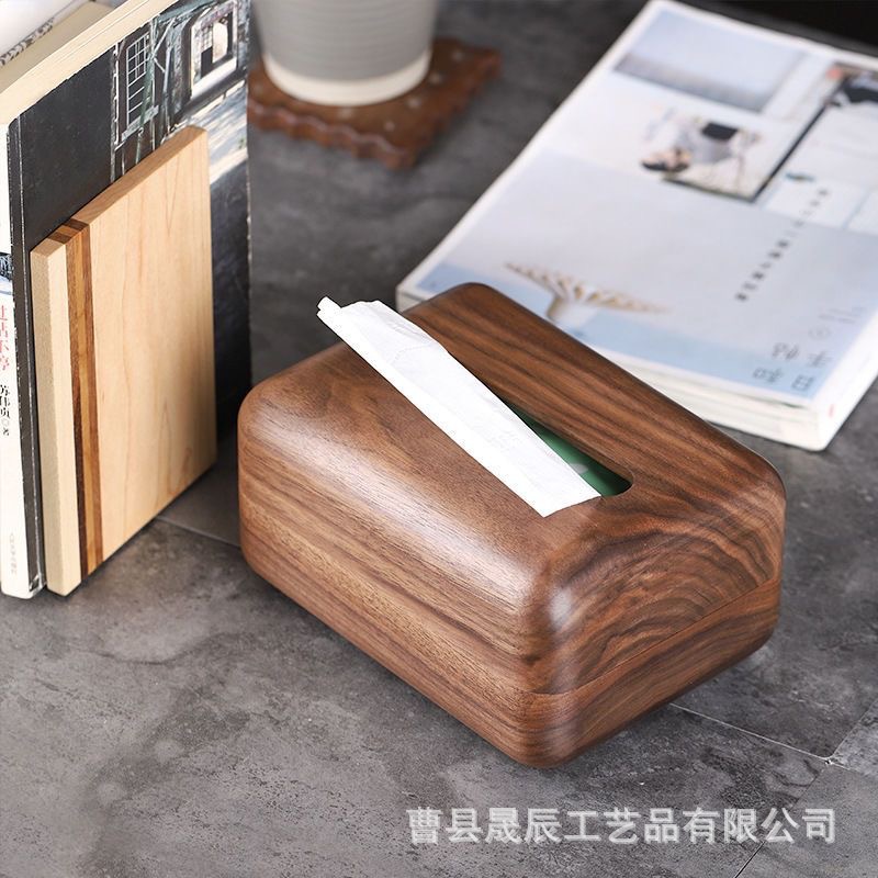 Caja de pañuelos de madera para hotel B&B, caja de pañuelos extraíble con esquinas redondeadas, caja de almacenamiento de servilletas para restaurante, logotipo impreso