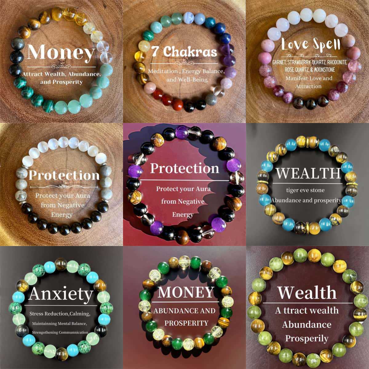 Cross-Border Super Popular Bracelet Collection: over Ten Thousand Natural Stone Bracelets, Including Amethyst and Tiger Eye Stone Bracelets, in Stock