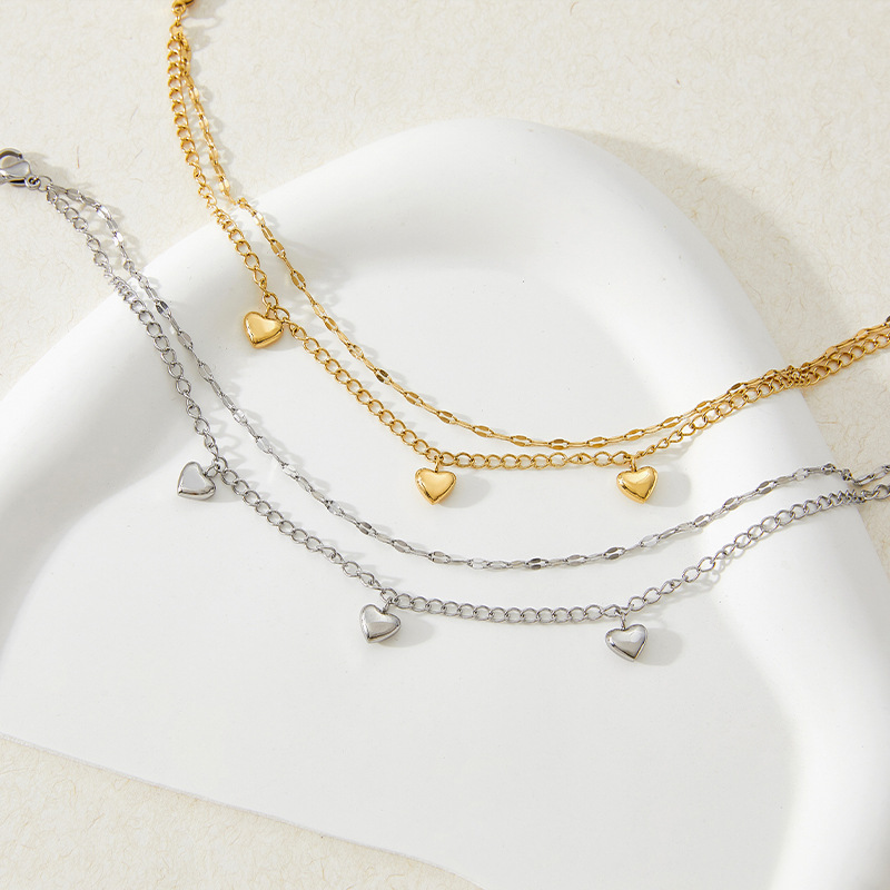 Fashion Heart Shape Stainless Steel Plating Womenu0027S Anklet