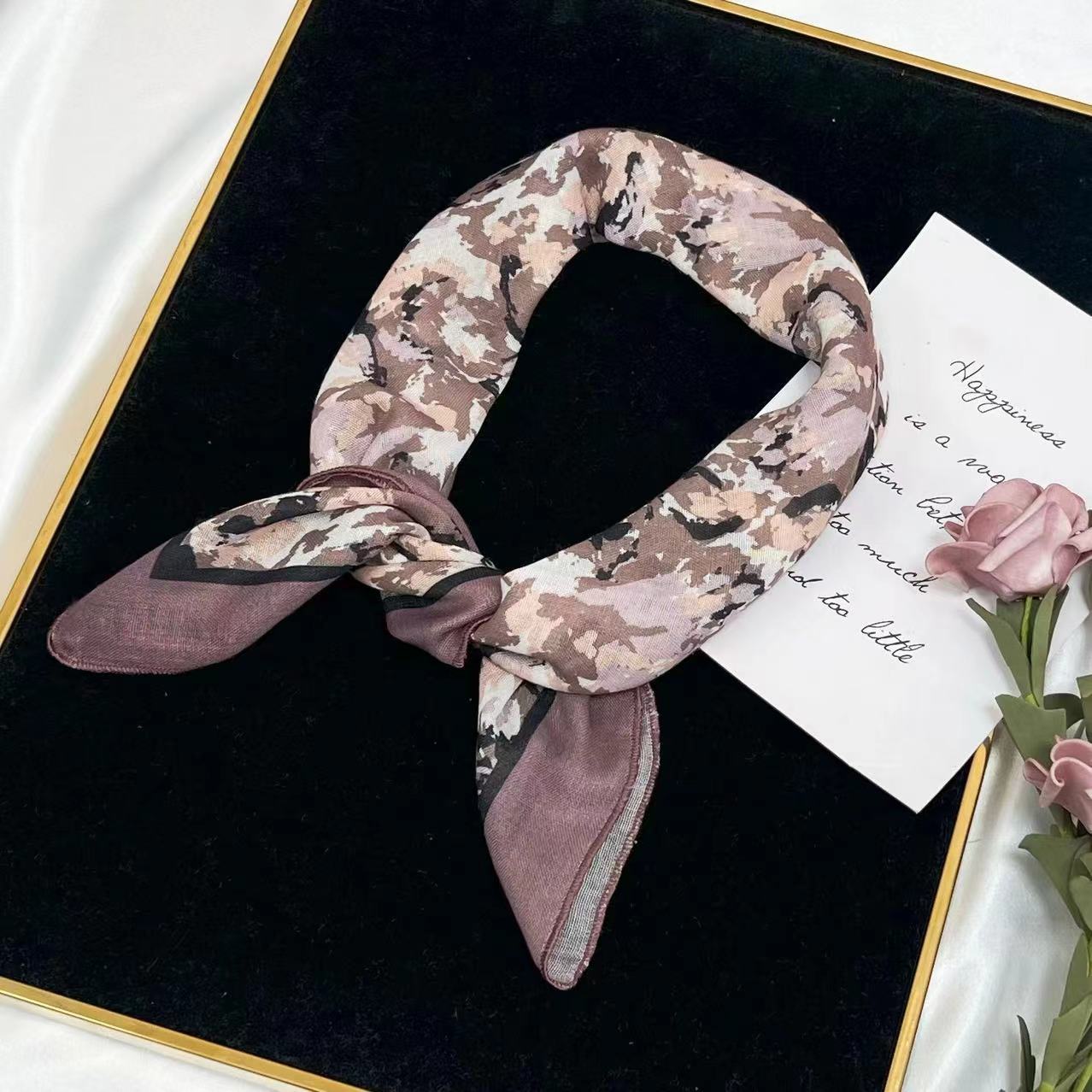 60g Weight Kerchief Classification Daily Occasion cotton and linen Material Flower Pattern Summer Season Women's Gender IG Style Style Women's IG Style Flower Cotton And Linen Kerchief 71