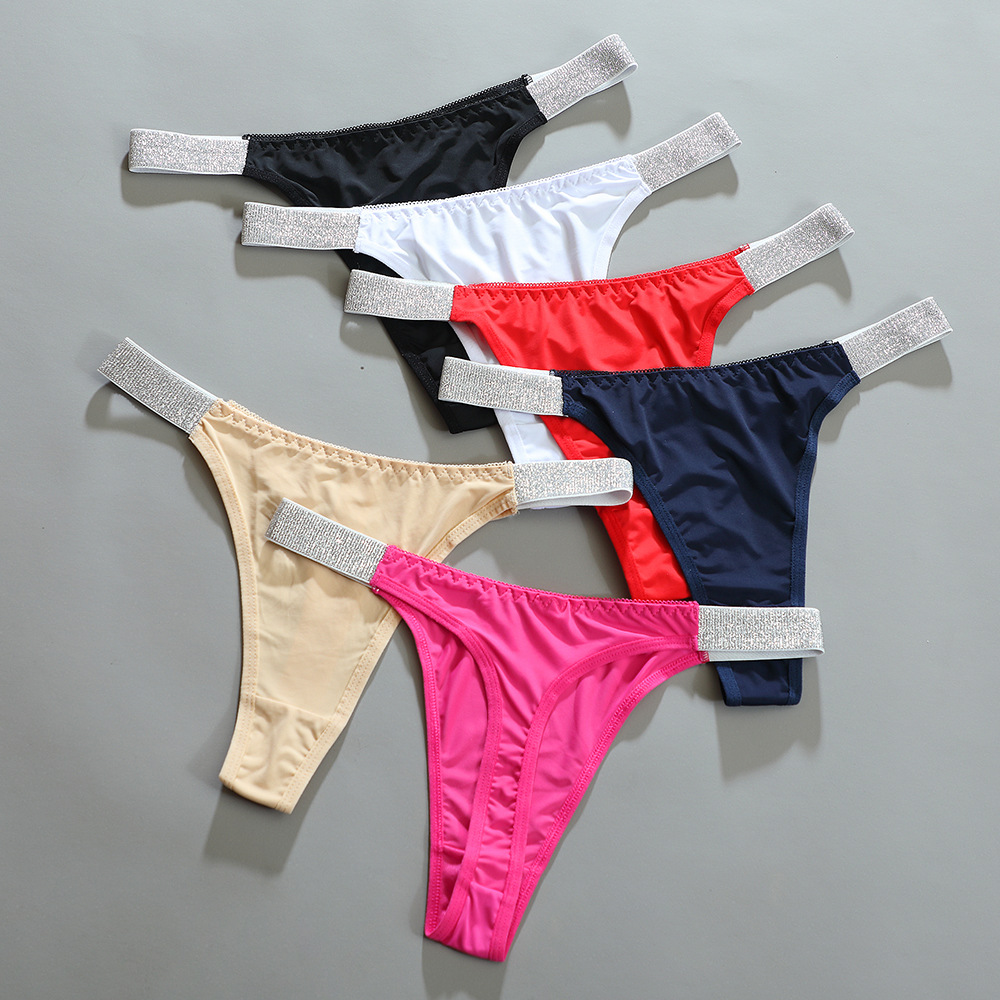 Color Block Low Waist Thong Panties display picture 15