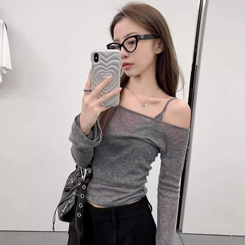 Официальная картина реальная цена на плечо с тонким солнцезащитным крепом футболка с длинными рукавами