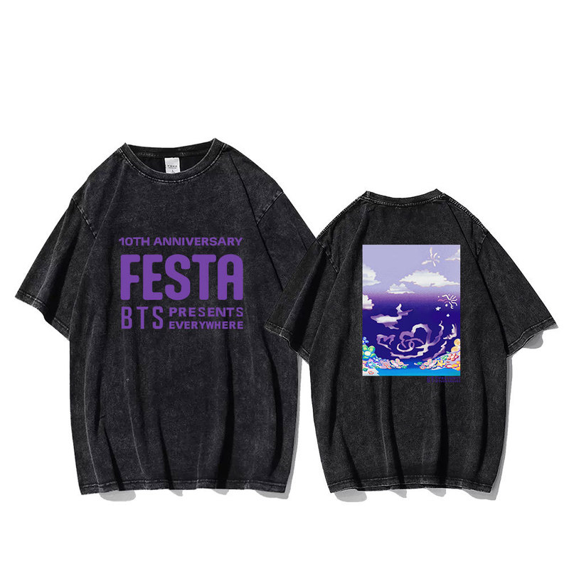 BallisTic YouTh League 10Th 10Th Anniversary Official Peripheral PrinTed Washed Men's T-shirT Loose Trendy European and American ShorT Sleeve