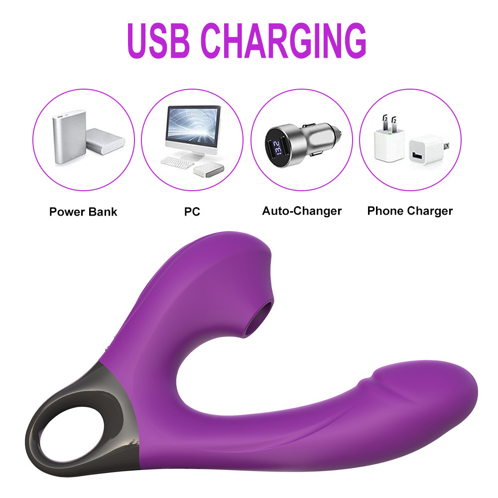 Multi Functional Sucking Vibration Massage Stick, Multi Frequency Female G-spot Stimulation Masturbator, Double Headed Simulation Penis, Sex Toy_voghion.com