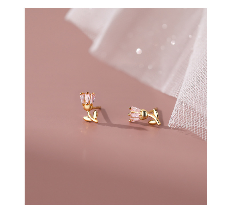 Zircon Inlay Material Ear Studs Classification 1 Pair 925 Sterling Silver Zircon Flower Ear Studs