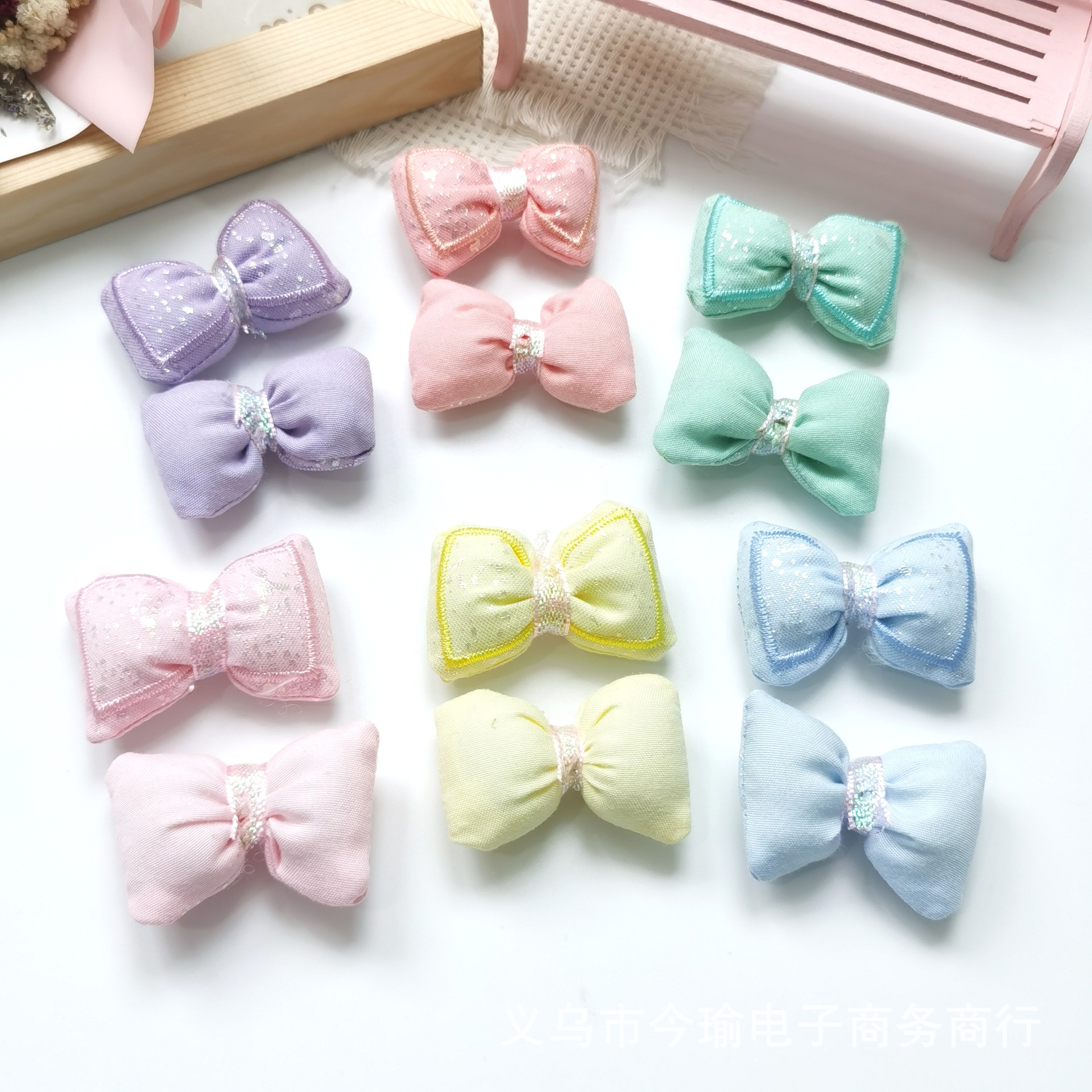 DIY 자수 귀여운 활 액세서리 컬러 코튼 나비 넥타이 헤어핀 헤어 액세서리 어린이 신발 및 양말 의류 모자 액세서리