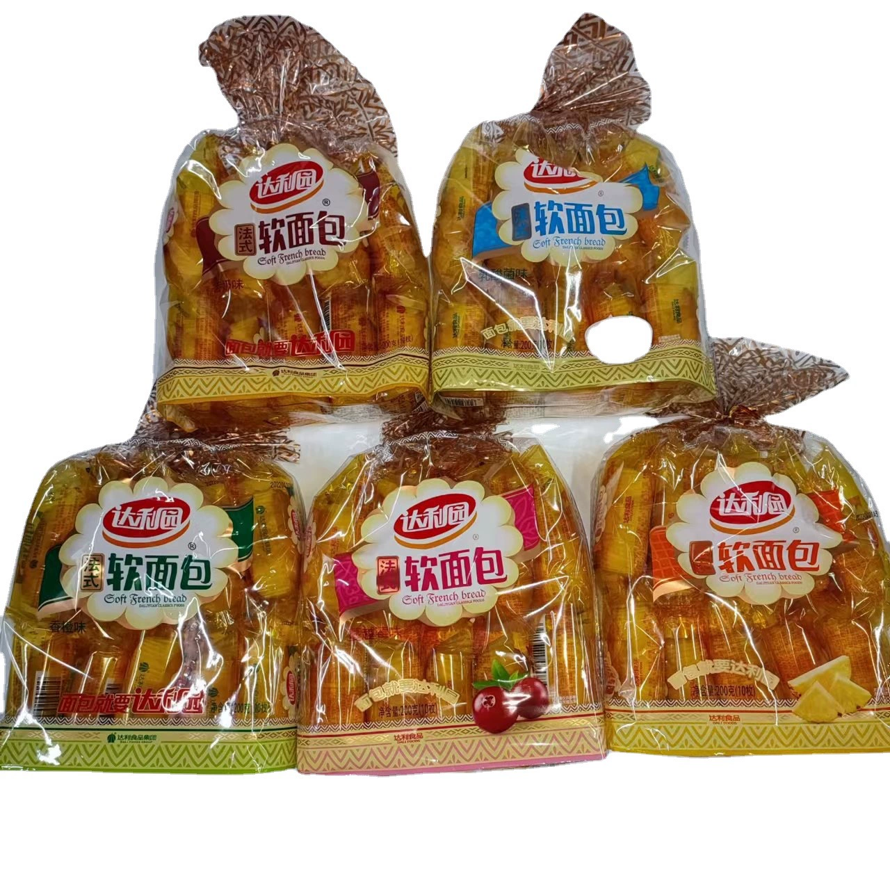 Хлебные изделия Daliyuan во французском стиле, мягкие, со вкусом молока и клюквы, пакет 200 г, 10 штук, повседневные закуски, коробка 16 пакетов, оптом