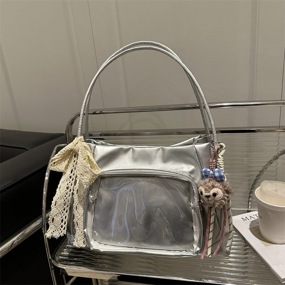 Japanese Ballet Style Ribbon Pain Bag Large Amount of Food Puffy Pain Bag Secondary Soft Sister Tote Bag Relaxation Shoulder Bag
