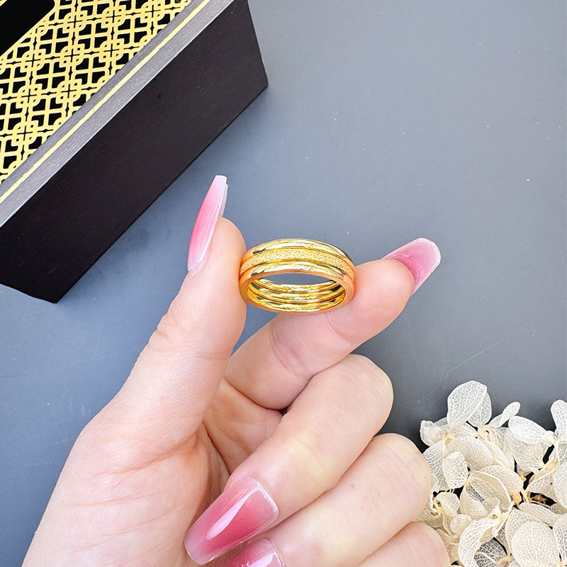 Anillo de oro vietnamita de herencia esmerilado para parejas de anillo antiguo joyas de cola